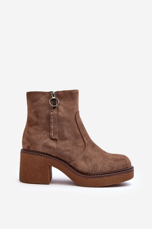 Жіночі чоботи на блискавці коричневого кольору Romella