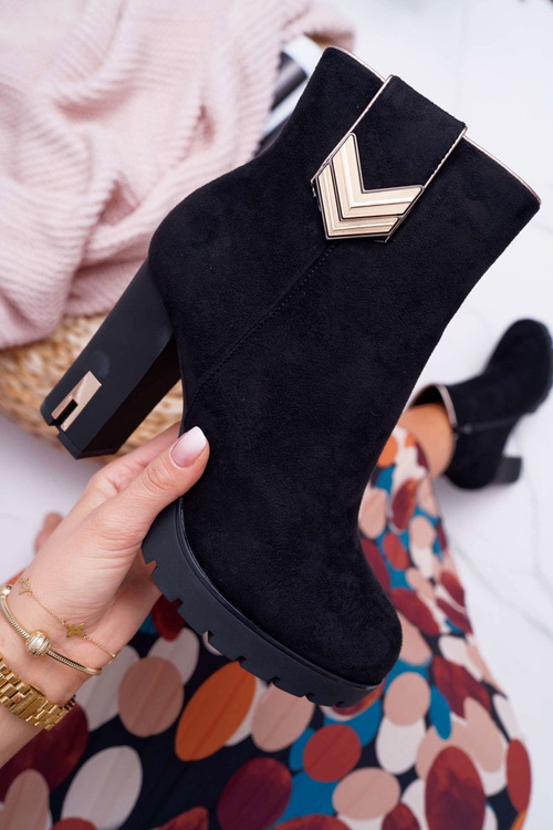Жіночі черевики на шпильці теплі замшеві M319 Black Midway