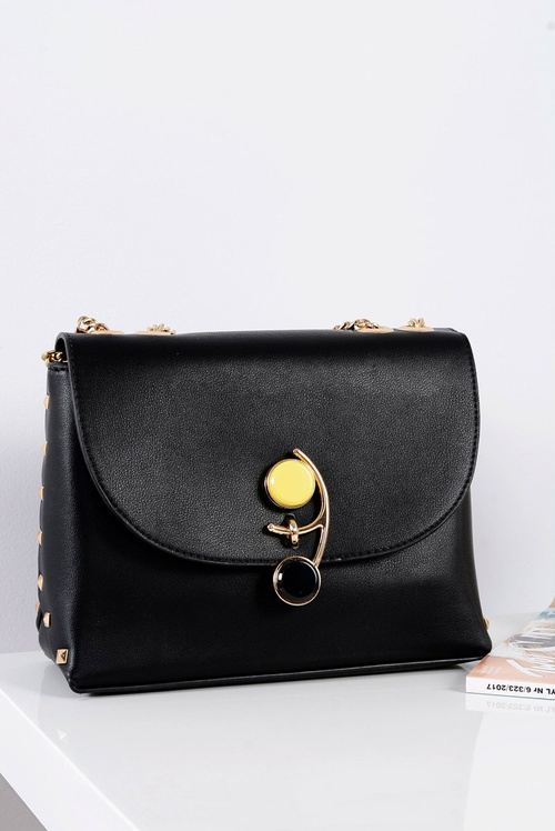 Стильна чорна жіноча сумочка Letter Bag Золотий ланцюжок