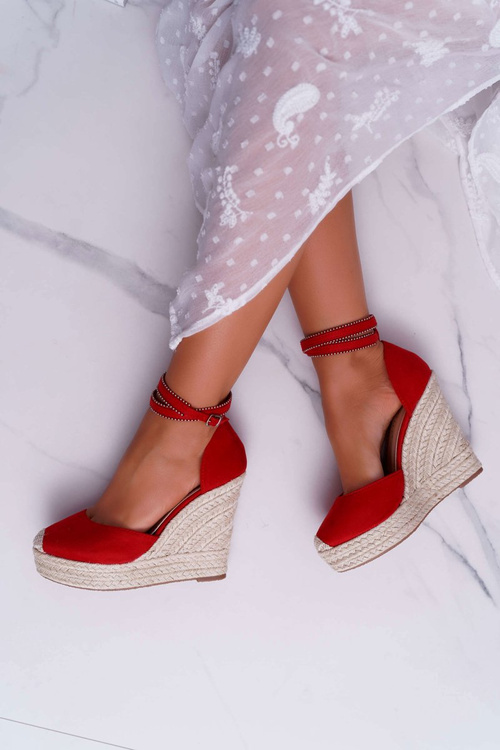 Жіночі лляні червоні босоніжки Canterola на анкерах