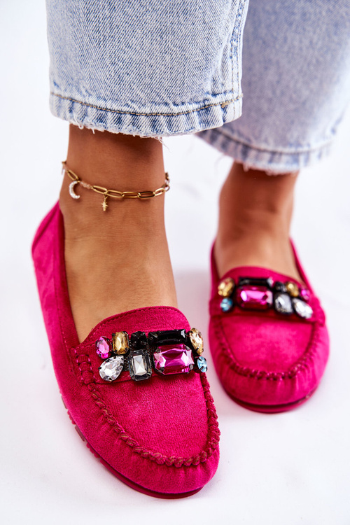 Жіночі замшеві лофери з декором Fuchsia Janetta