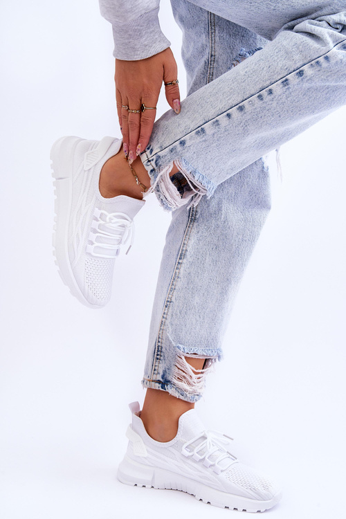 Жіноче спортивне взуття без шнурівки Кросівки білі Rosett