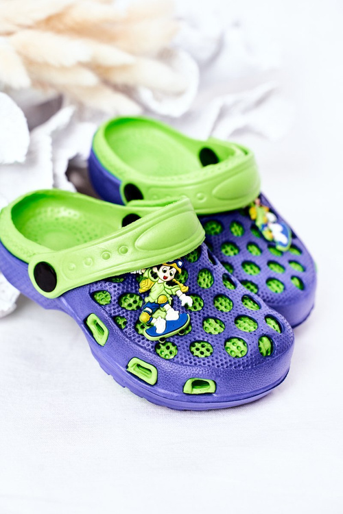 Дитячі поролонові тапочки Crocs Navy-Green Jupiter