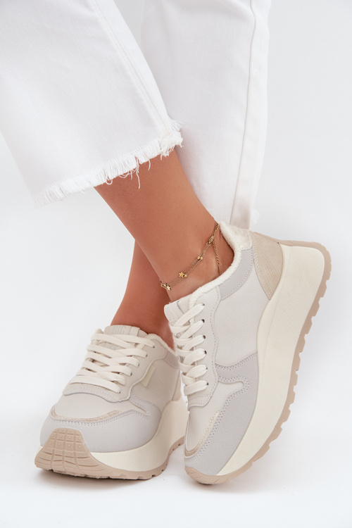 Утеплені жіночі кросівки на платформі Big Star SS274008 HI-POLY SYSTEM світло-бежеві