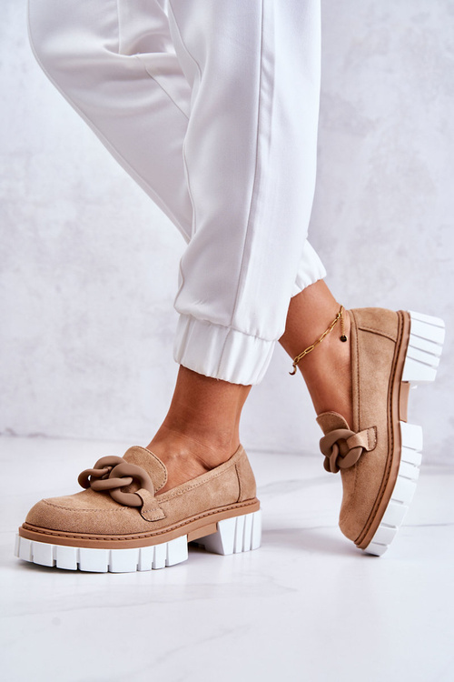 Замшеві лофери з декором темно-бежевий Talisa