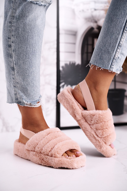 Жіночі пухнасті тапочки на платформі Помаранчева Сніжинка