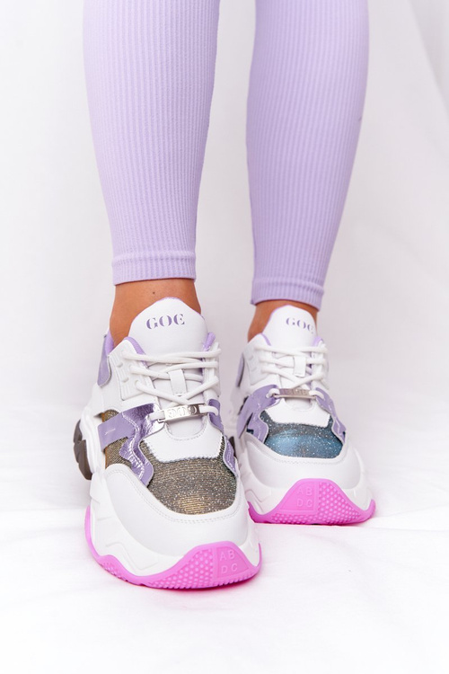 Спортивне взуття на масивній підошві GOE HH2N4038 біло-фіолетове