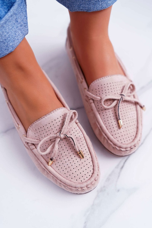 Жіночі замшеві мокасини бежеві Grella