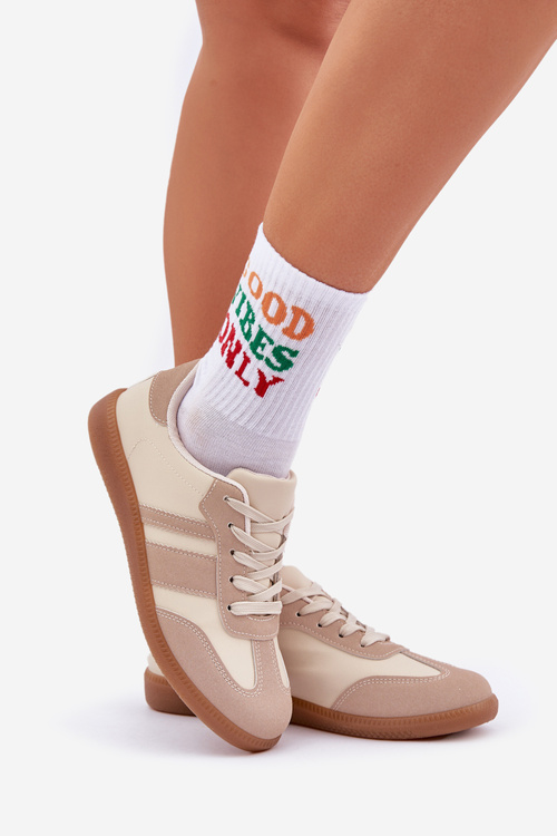 Низькі Жіночі Кросівки З Еко Шкіри Бежеві Nonalorin