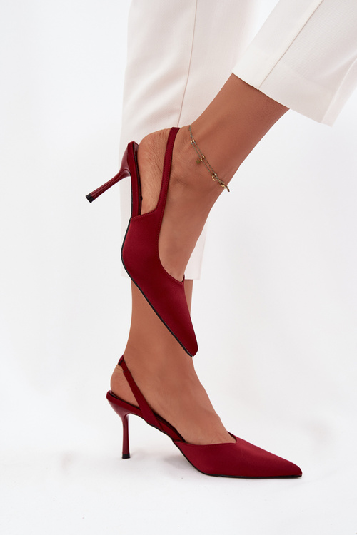 Туфлі на підборах з відкритою п'ятою бордові Леніра