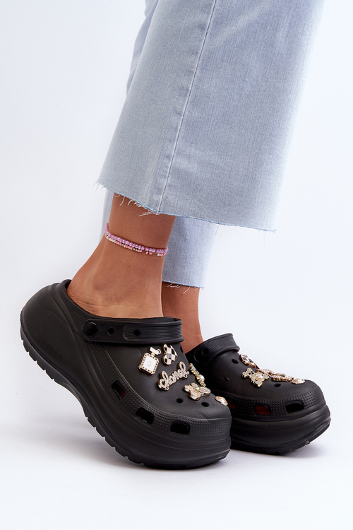 Жіночі легкі пінопластові шорти з товстою підошвою та підвісками Black Effiora