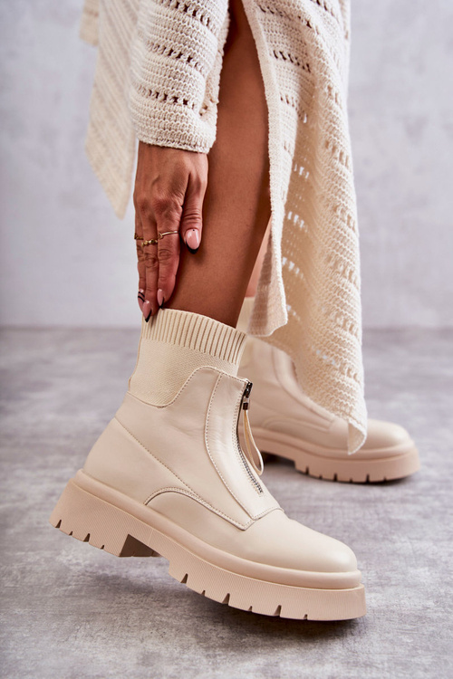 Жіночі шкарпетки Чоботи на блискавці бежеві шелтер