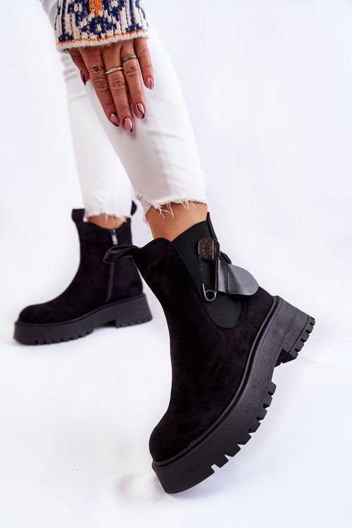 Замшеві теплі черевики Workers Black Magnis