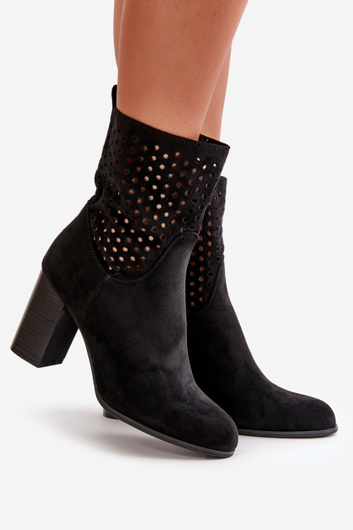 Жіночі чоботи на підборах із блискавкою чорного кольору Meriadne