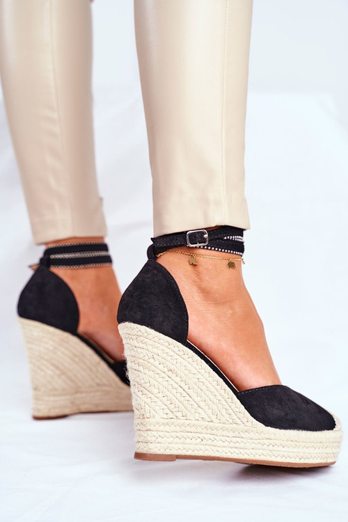 Жіночі босоніжки на шнурівці чорні Canterola