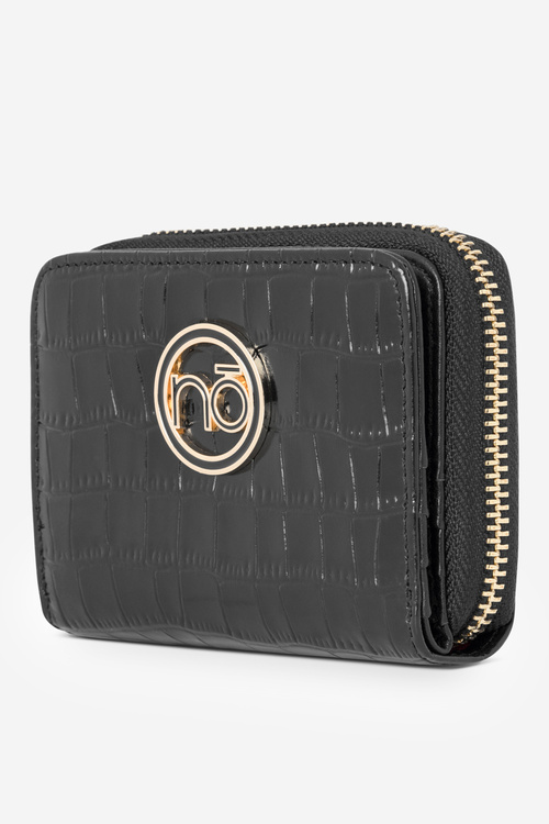 Жіночий гаманець з натуральної шкіри з тваринним принтом маленький Nobo NPUR-LR0020-C020 чорний