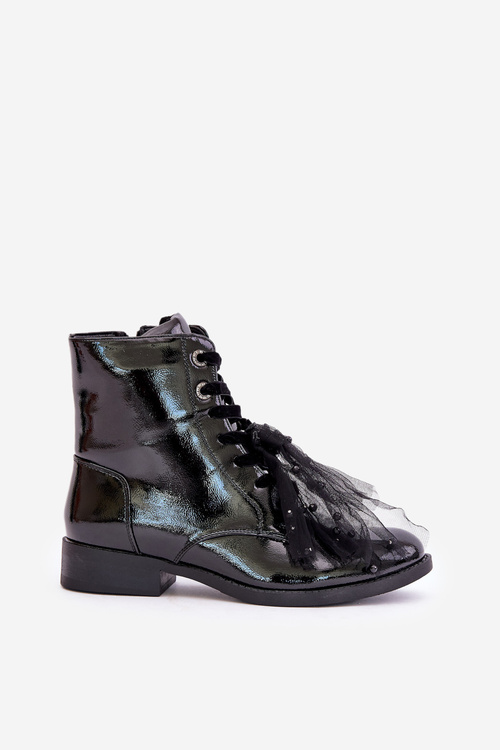 Ботильйони лаковані утеплені на блискавці S.Barski HY42-991 чорні