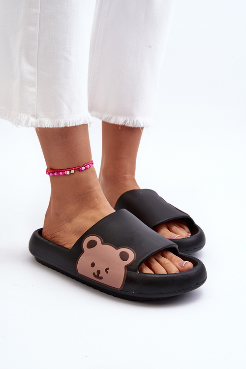 Жіночі легкі пінопластові тапочки з мотивом ведмедя, чорний Parisso