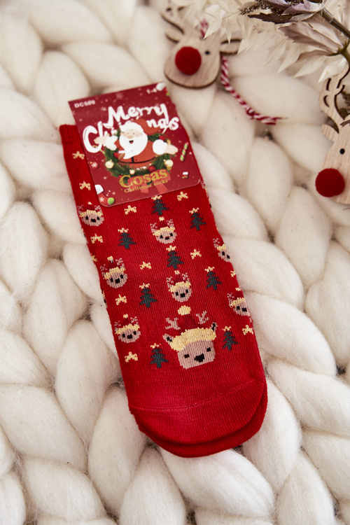 Дитячі новорічні шкарпетки Reindeers Cosas Red-Green