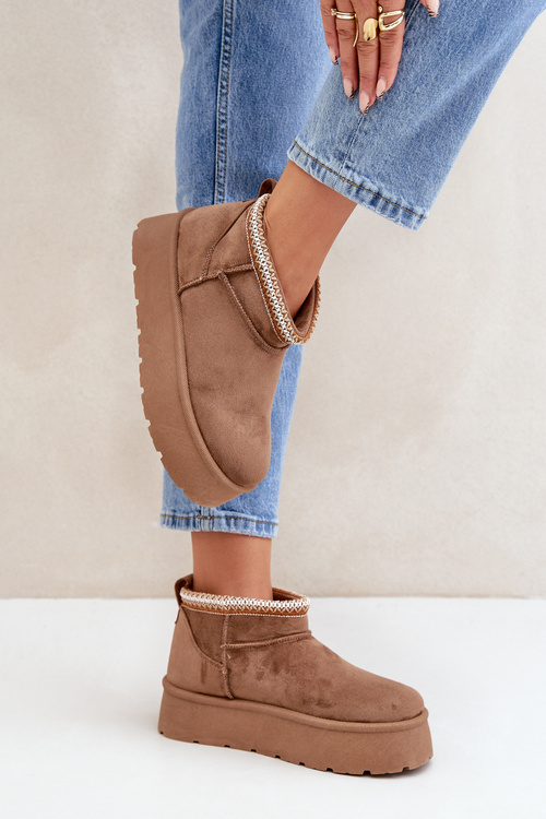 Снігоступи на платформі з декоративною вишивкою світло-бежеві Heslania