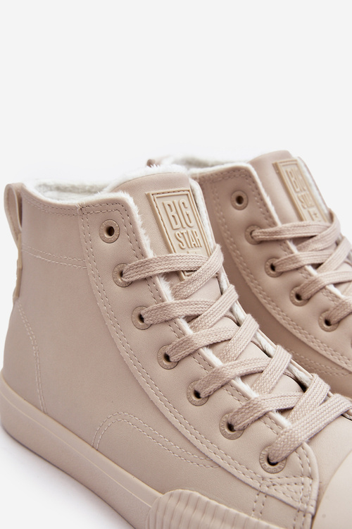 Жіночі стьобані кросівки на блискавці світло-бежеві Big Star MM274018