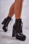 Шкіряні чоботи зі змійкою на високих підборах Чорні Madly