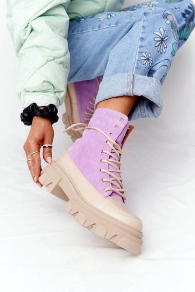 Жіночі замшеві черевики Lewski Shoes 3007-0 Фіолетові