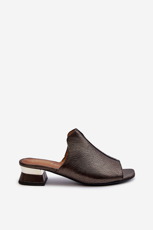 Елегантні жіночі шкіряні босоніжки на низькому каблуці Maciejka 06360-20 Графіт