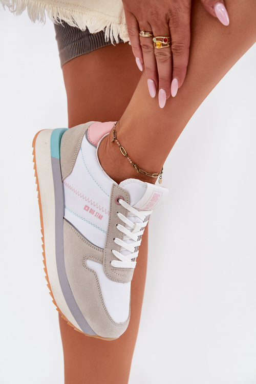 Замшеві Жіночі Кросівки Big Star RR274A047 HI-POLY SYSTEM Бежево-Білі