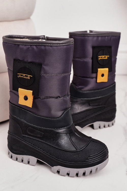 Дитячі снігові чоботи утеплені хутром сірого кольору Rubbi