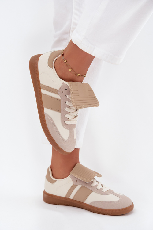 Низькі жіночі кросівки з загнутим язичком бежеві Ardira