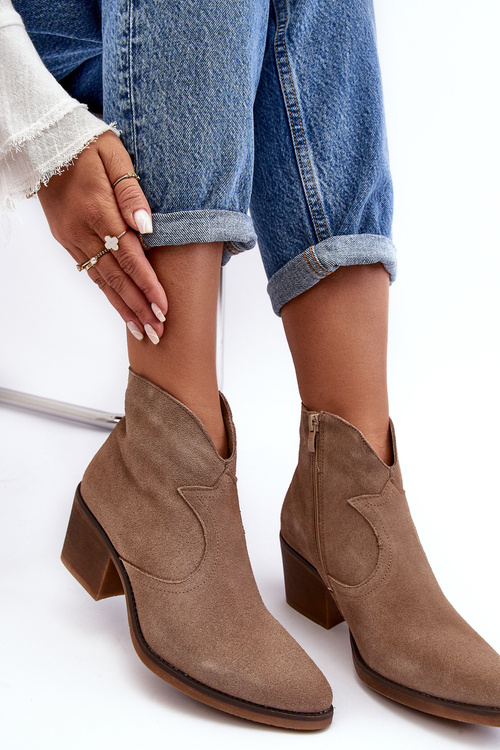 Замшеві ковбойські черевики на блискавці D&A SN622-29 темно-бежевий