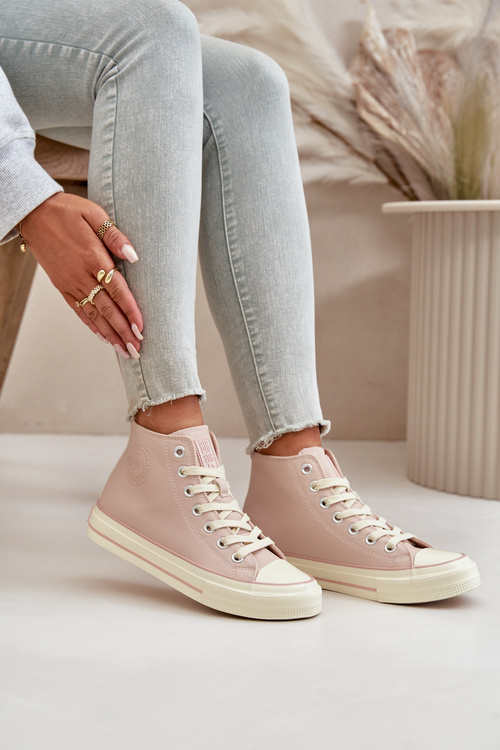 Жіночі утеплені кросівки з еко шкіри рожеві Big Star OO274933