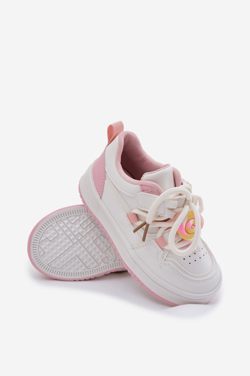 Дитячі Кросівки На Велкро З Підвіскою Леденця Біло-Рожеві Odalira