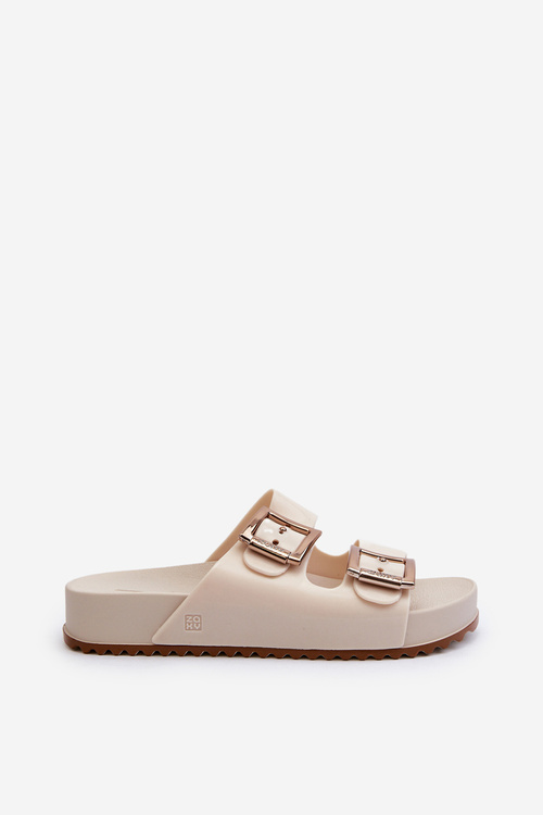 Гладкі жіночі тапочки ZAXY NN285058 Бежеві