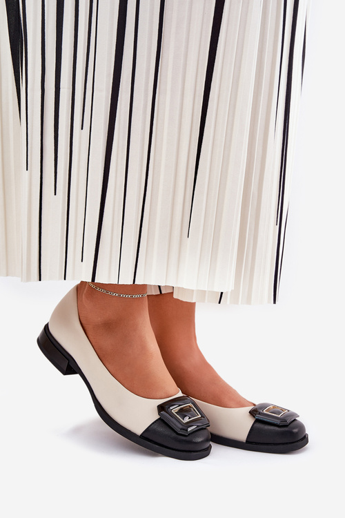 Шкіряні Балетки З Декором D&A MK51-059 Бежеві