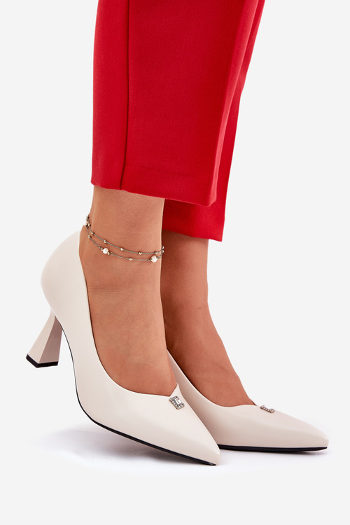 Елегантні Туфлі На Розширеному Каблуку Vinceza 62222 Бежеві