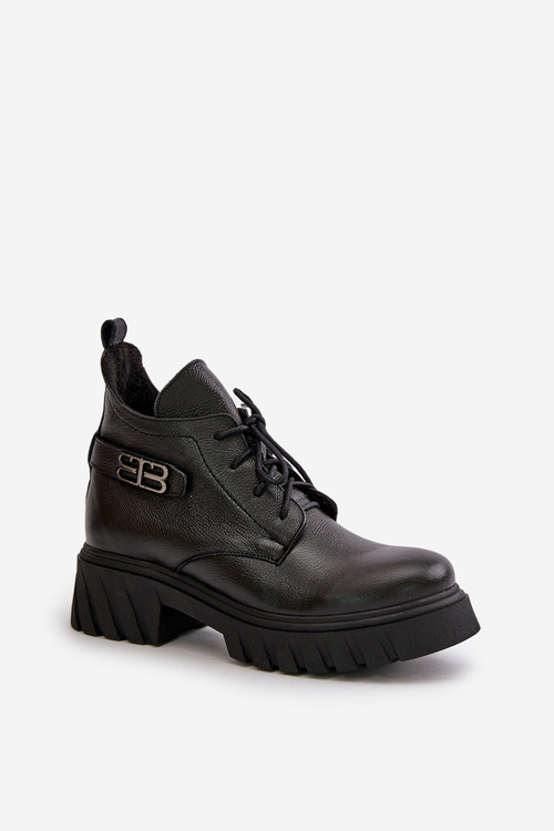 Zazoo 60483 Жіночі шкіряні ботильйони з низьким ходом утеплені чорні