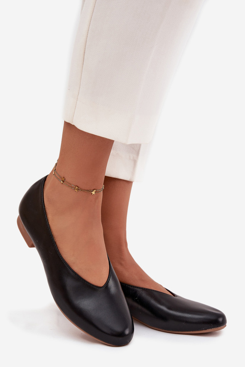 Жіночі балетки з еко-шкіри на плоскому підборі Чорні Olyssia