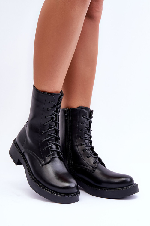 Шкіряні черевики на підошві Workery Black Aganne