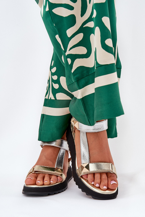 Жіночі Шкіряні Сандалі на Босоніжці D&A CR51-135 Золото-Срібло