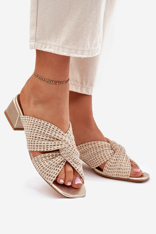 Жіночі Сандалі На Каблуку Maciejka 06955-25 Бежево-Золоті