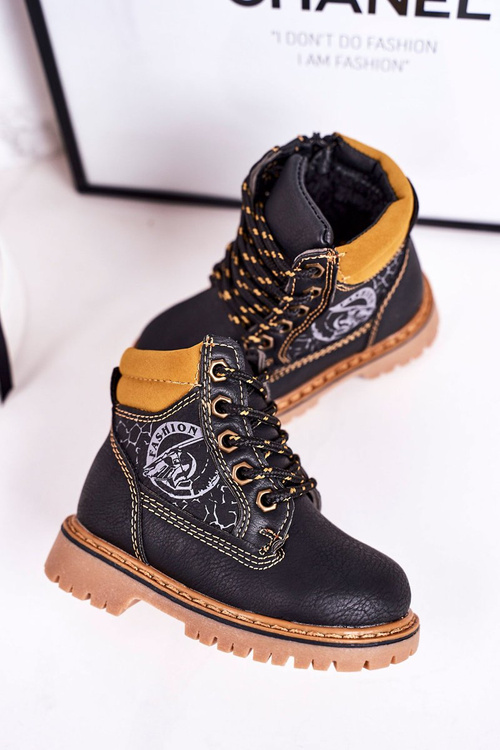 Чоботи дитячі утеплені на гумовій підошві Чорні Bobby