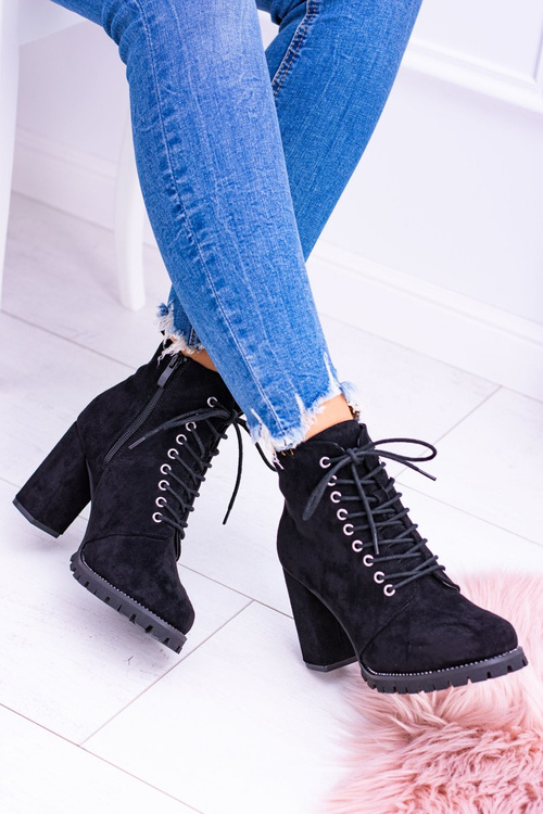 Чорні замшеві черевики на шпильці Lu Boo Zircon Halsey