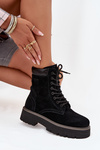 Замшеві жіночі робочі черевики на шнурках Big Star SS274791 Чорні