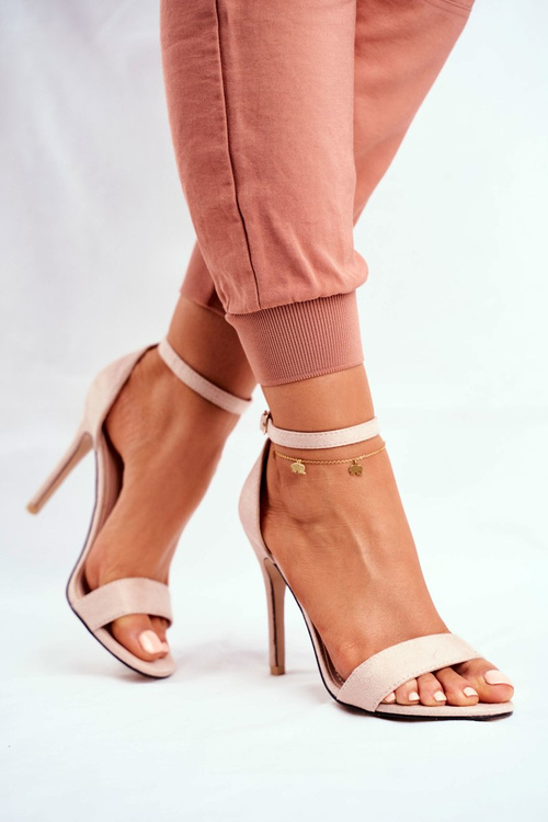 Замшеві босоніжки на підборах бежеві Liberty