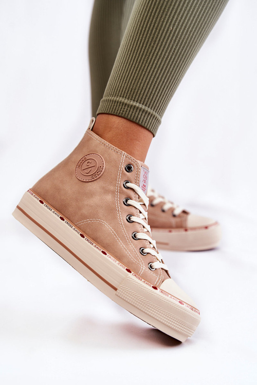 Жіночі високі утеплені кросівки Cross Jeans KK2R4045C бежевого кольору