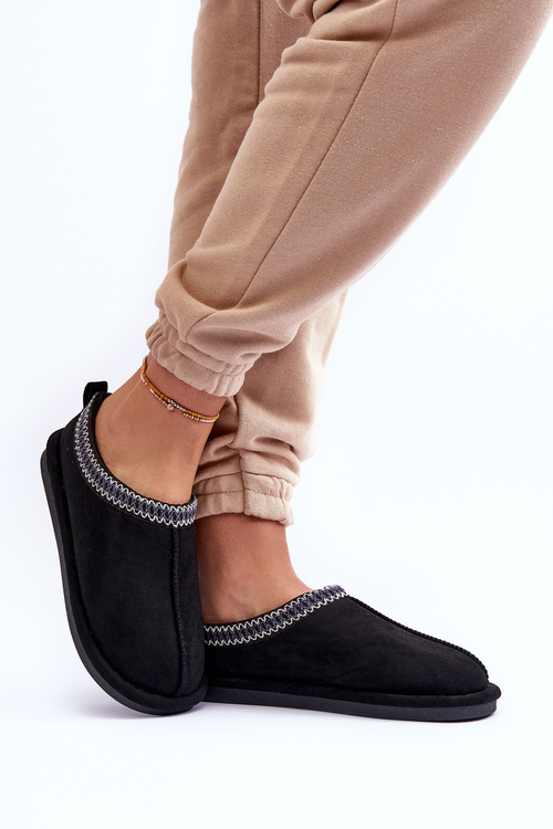 Жіночі замшеві тапочки з хутром чорного кольору Polinna
