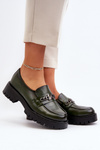 Жіночі шкіряні мокасини з декором Темно-зелена Лоралейма