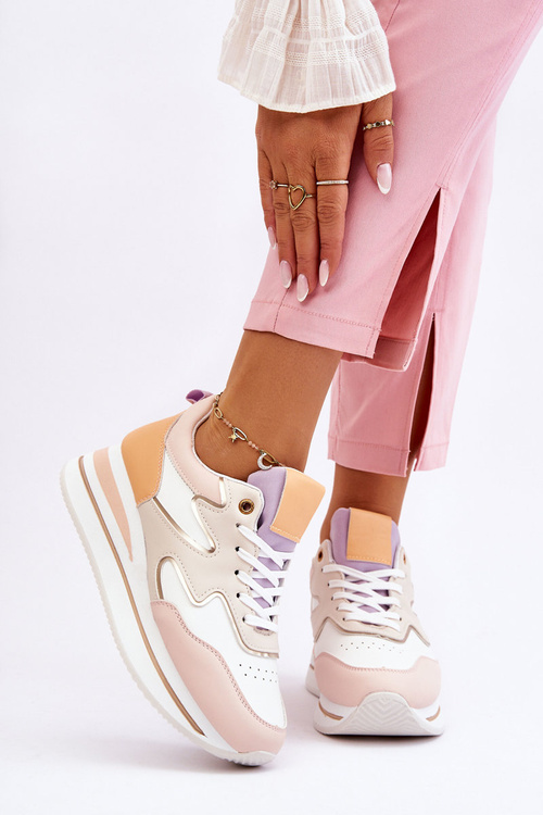 Модне шкіряне спортивне взуття біло-бежевого кольору Roen